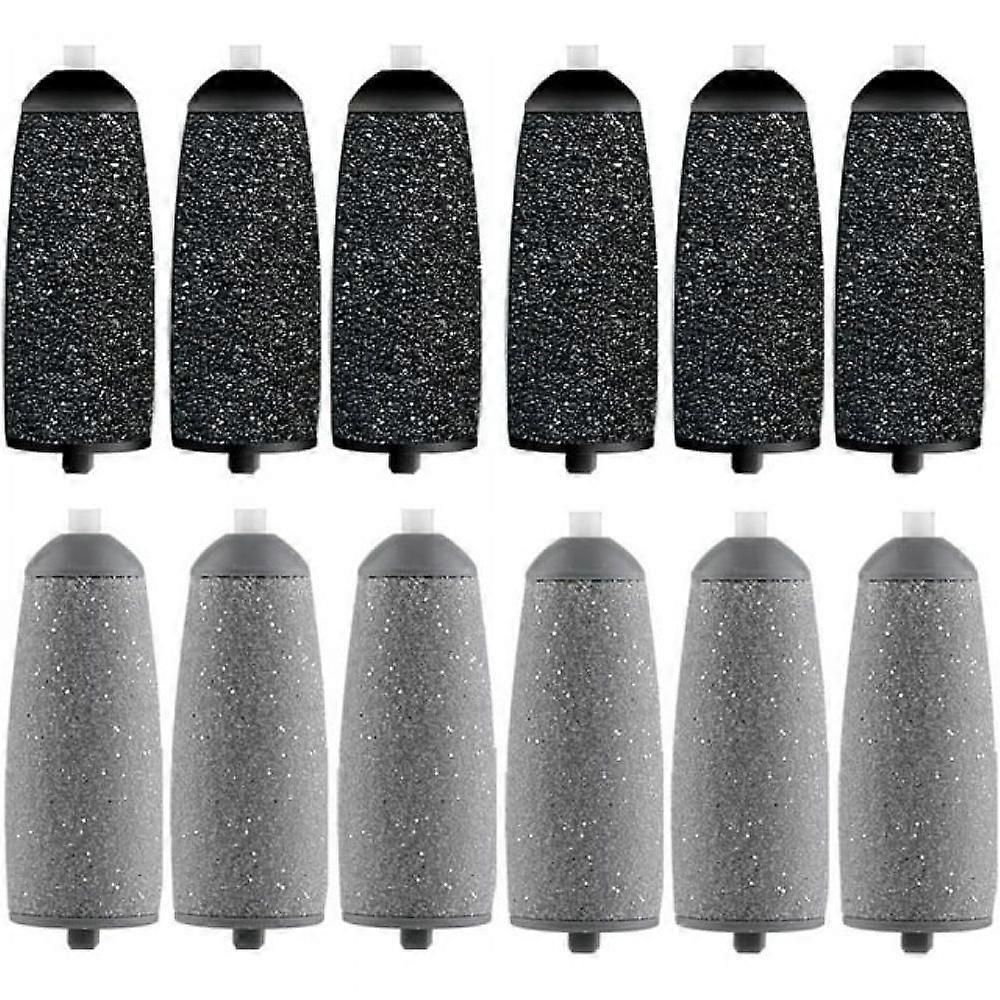 12 Pack Replacement Roller for Pedi, Replacement Head Refills Compatible with Finish Touch Pedi Electronic Tool File,6 Coarse & 6 Regular Coarse