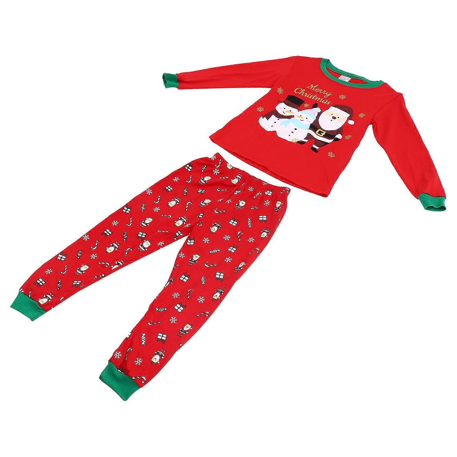 Kids Clothes Parent-Child Pajamas Warmth Matching Outfits Family Members Home Use Red 1Set