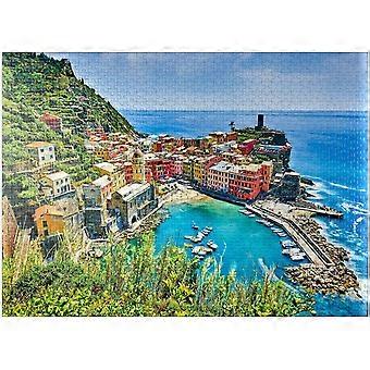 O Porto de Vernazza - Uma das Cinco Cidades em Cinque Terre Itália - Quebra-cabeça Premium de 1000 Peças para Adultos Estilo 540