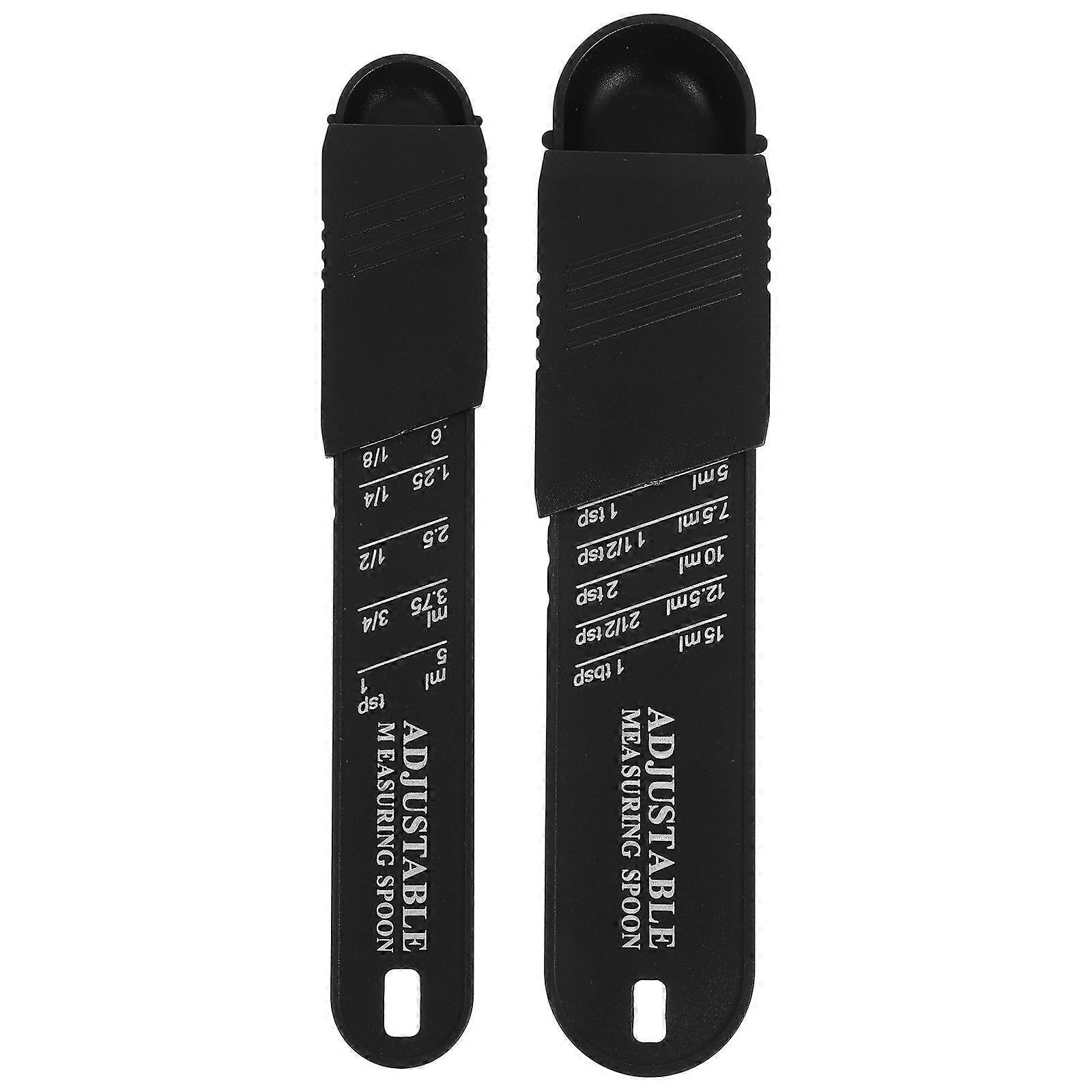 Adjustable Measuring Spoon Baking Cooking and Kitchen Use Black ABS Accurate Measurement 2Pcs