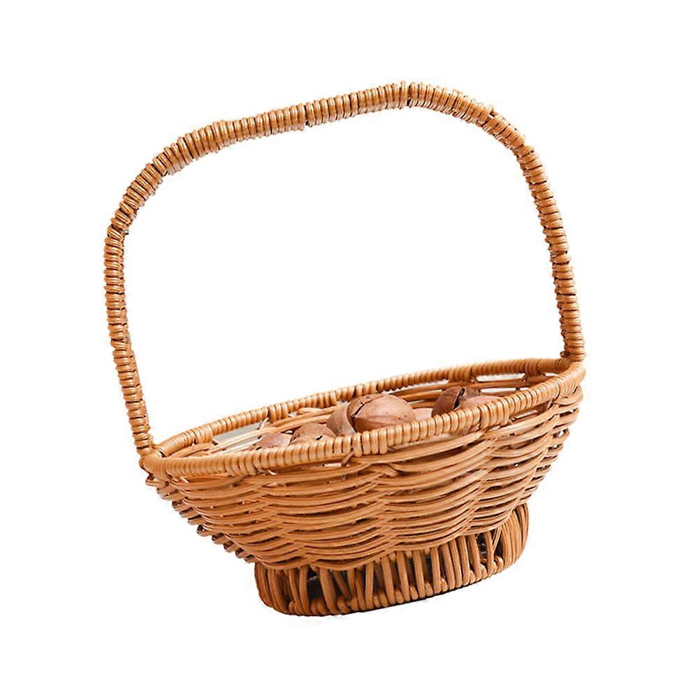 Gardening Harvest Basket Imitation Rattan Woven Cord Plastic Portable Fruit Storage 1Set