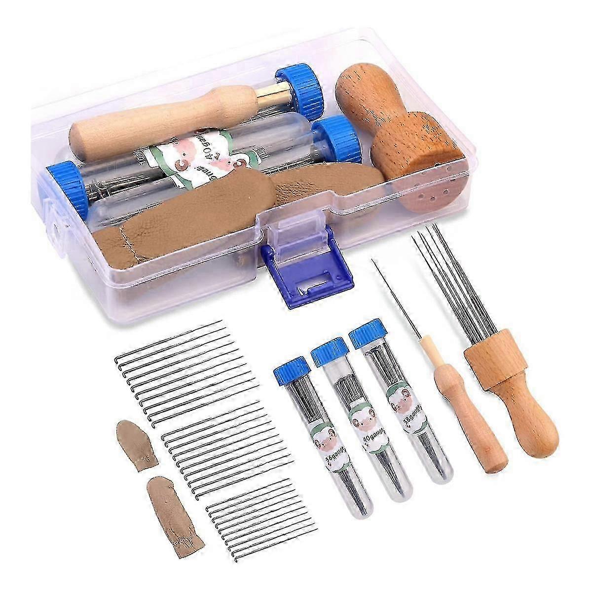 Wool Felting Needle Tools, Wool Felting Tool Kit with 3 Sizes Needles and Wooden Handle