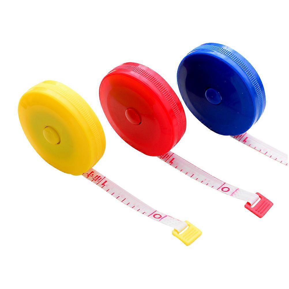 Portable Retractable Measure Ruler 1.5M Tailored Tape Measure For Cloth Measuring In Red Blue Yellow 3Pack