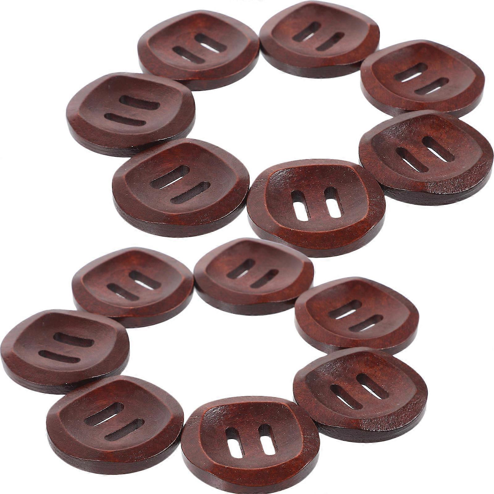 Clothes Replacement Button Bowl Shaped Wood Sewing Diy Button Materials Dark Brown 30Mm For Craft Projects Collections 25Pcs