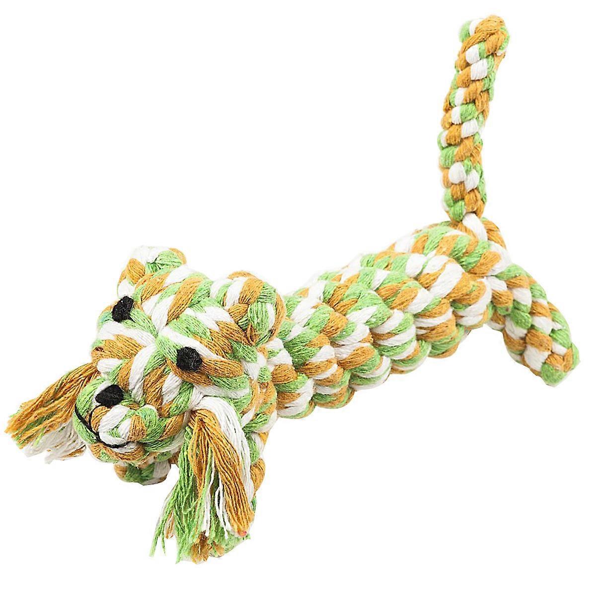 Cartoon Pet Chew Rope Mini Tiger Design for Small Dogs, Cotton Material, Teeth Cleaning, Biting Resistant, Interactive Teething Toy