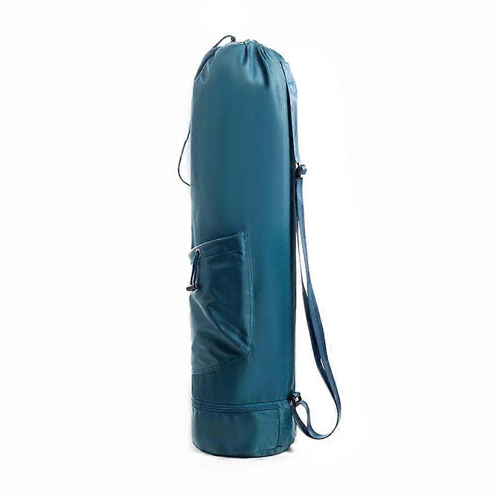 Yoga mat bag with adjustable shoulder strap, bottle pocket and wet compartment, multifunctional storage bag for sports and fitness, blue