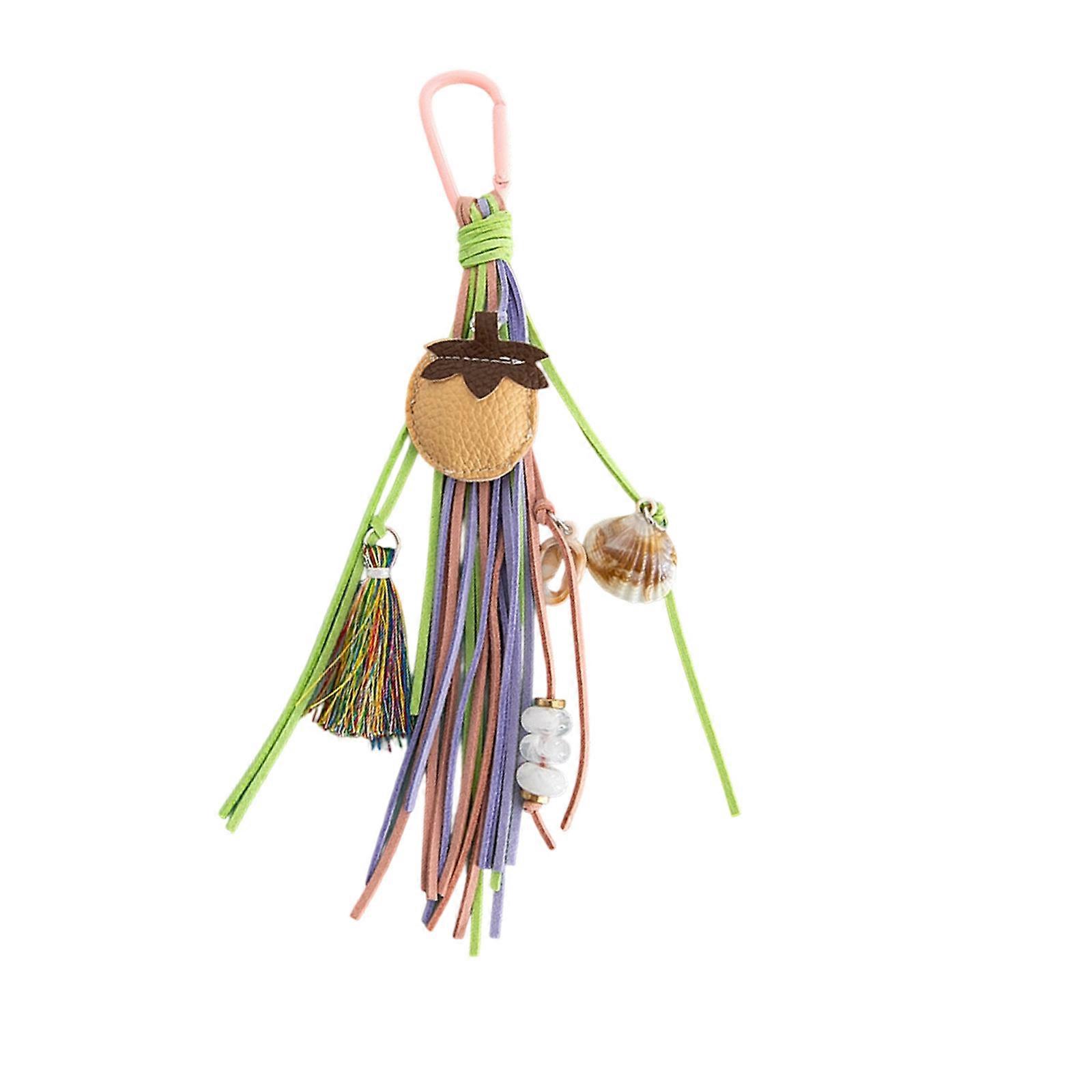 Handmade Shell Bead Bag Charm Featuring Detachable Tassels And Vibrant Fruit Design For Personal Styling