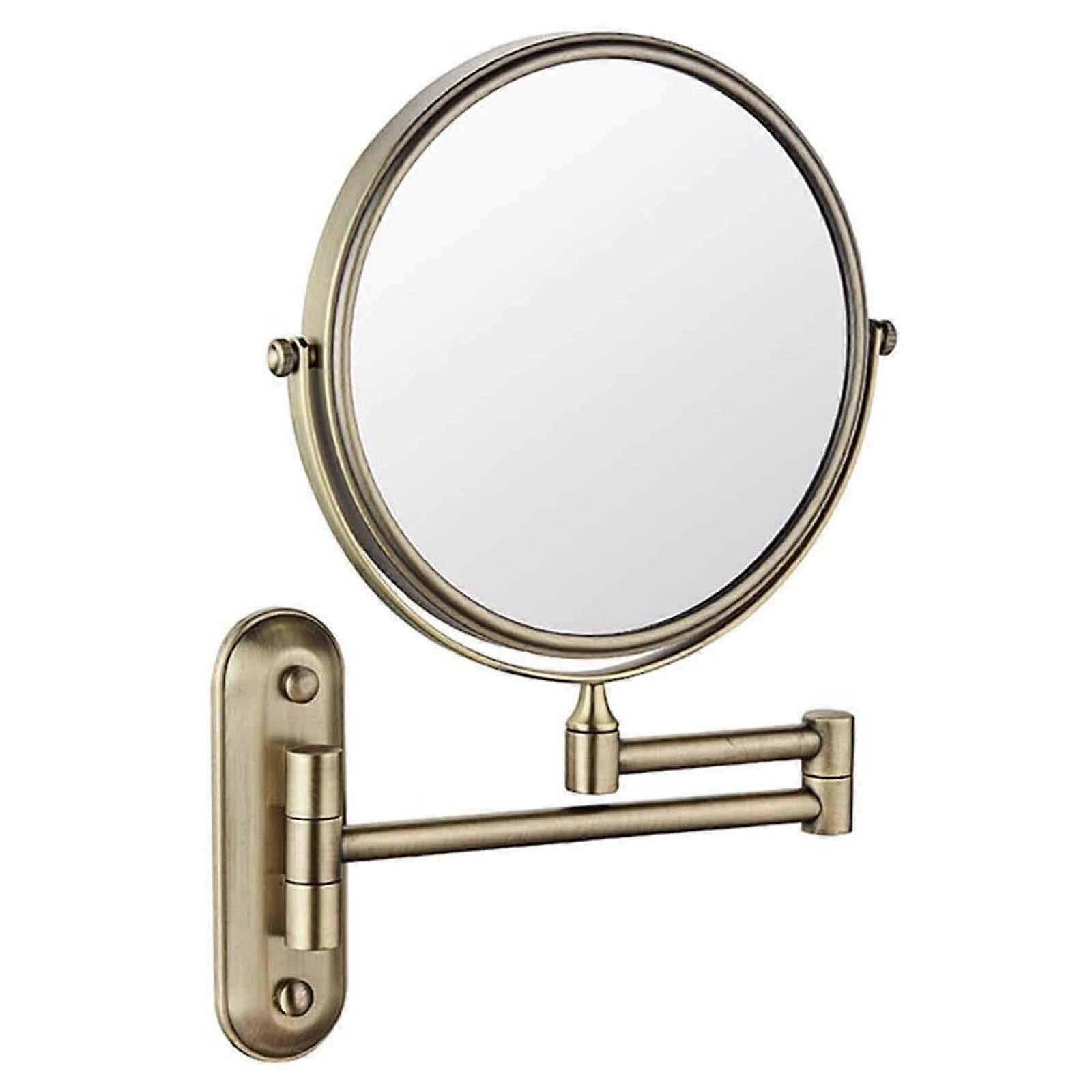 Wallmounted makeup mirror, round makeup mirror with 10x magnification, doublesided makeup mirror with 360degree rotation, for makeup and shaving.