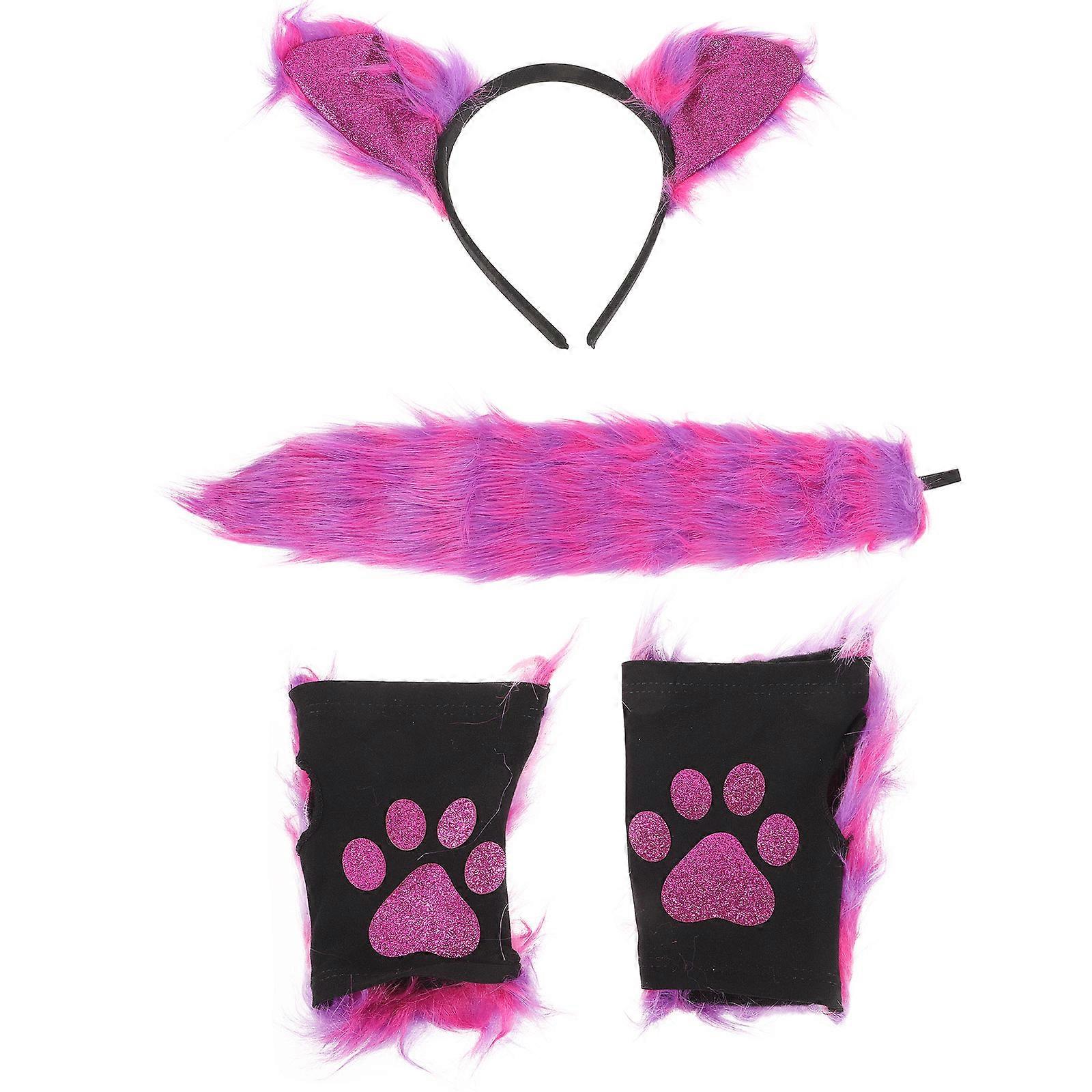 Plush Fox Ears Headband with Tail and Gloves – Furry Animal Costume Accessory for Halloween, Cosplay, and Role Play Parties – Comfortable Fun Outfit