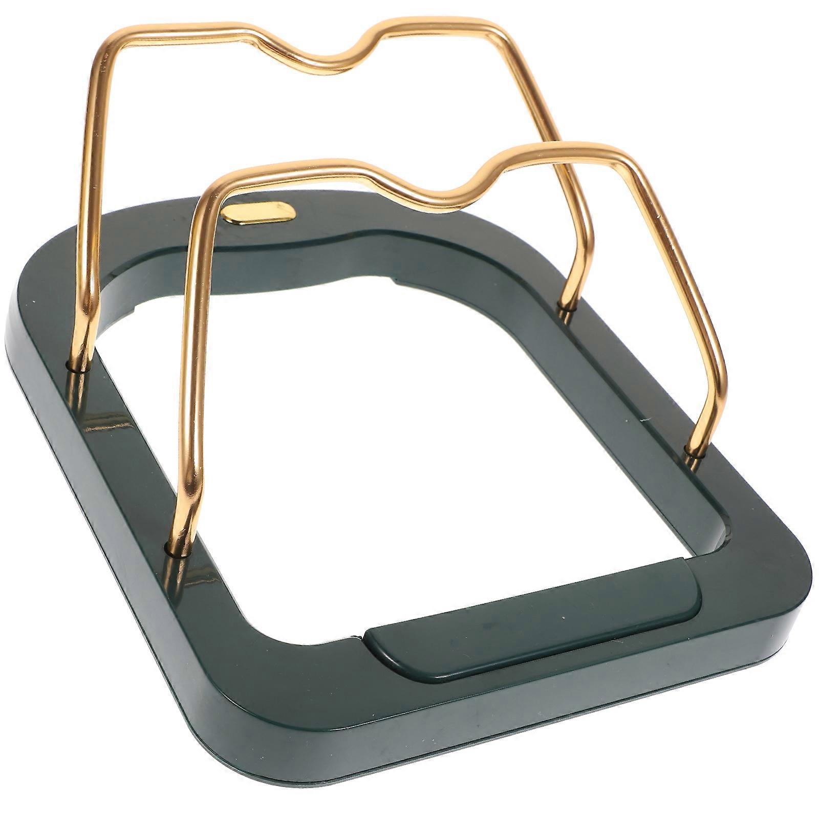 Multifunctional Pot Lid Rack Rectangular Kitchen Organization Wall Mounted Space Saving Metal Green 1Pcs