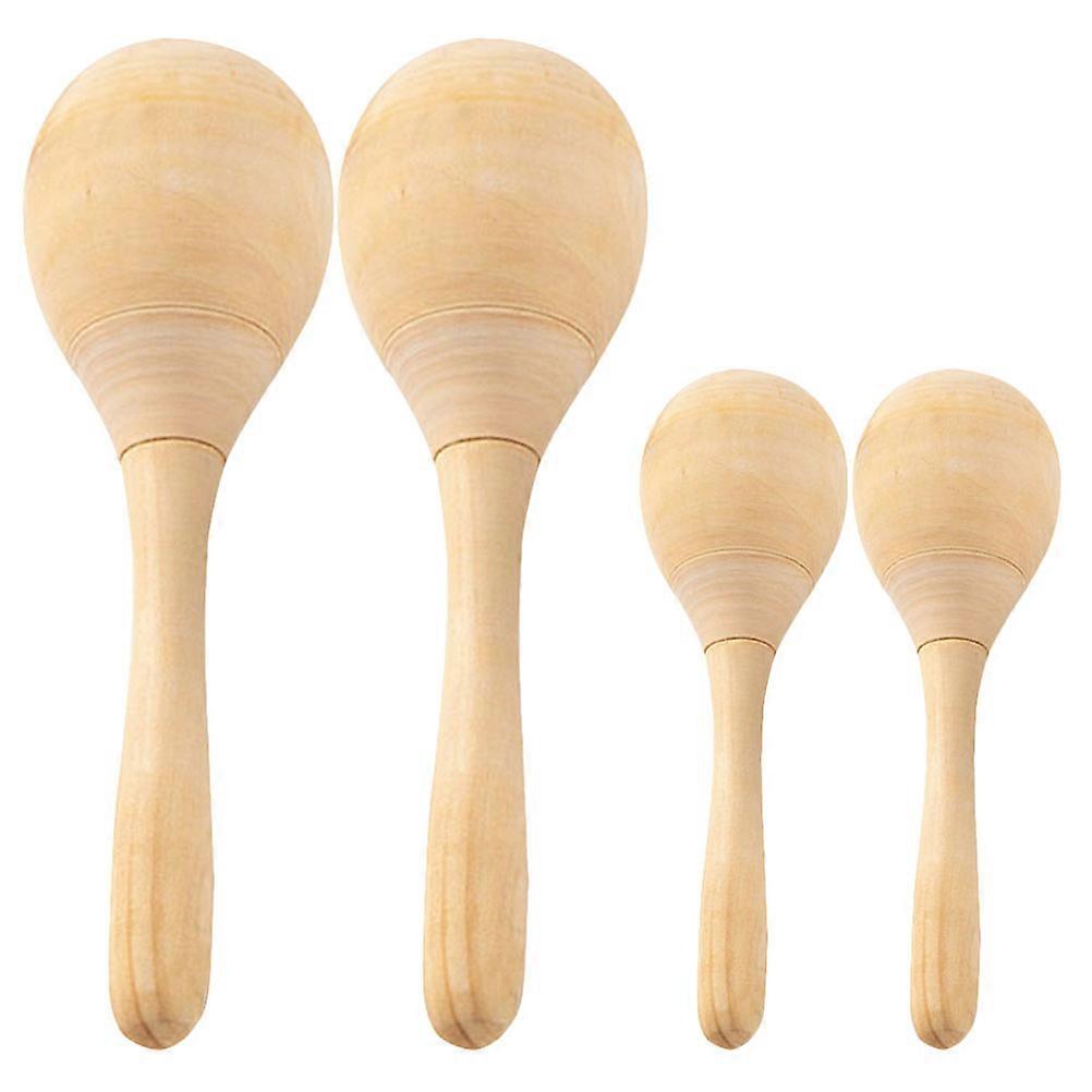 Unfinished Wood Maracas Musical Toy For Cognitive Development Hammer Shape Performance Early Education 4Pcs