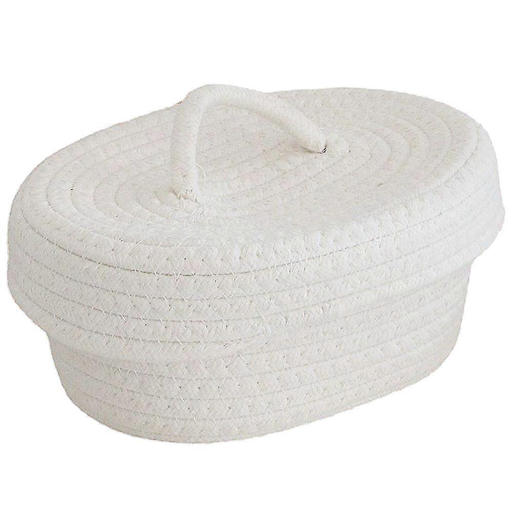 Cotton Rope Basket with Lid – Woven Nordic Style Storage Container for Home, Desktop, Snacks & Cosmetics Organization