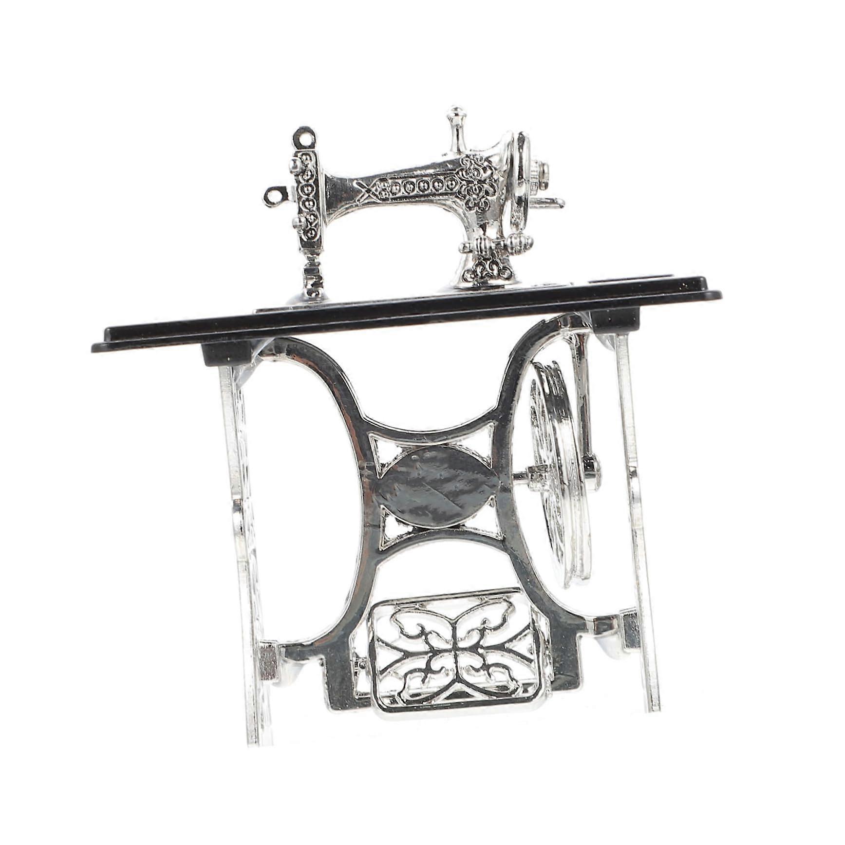 Mini Sewing Machine 2-Pack, Miniature Micro Sewing Machine Alloy, Black Pedal Model for Small Projects and Crafts