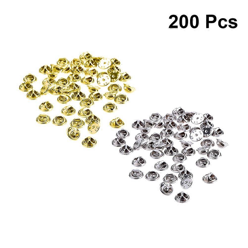 200pcs Metal Clutch Insignia Pin Backs Replacement Silver Gold Pins Firm Grip Secure Attachment for Clothing Accessories