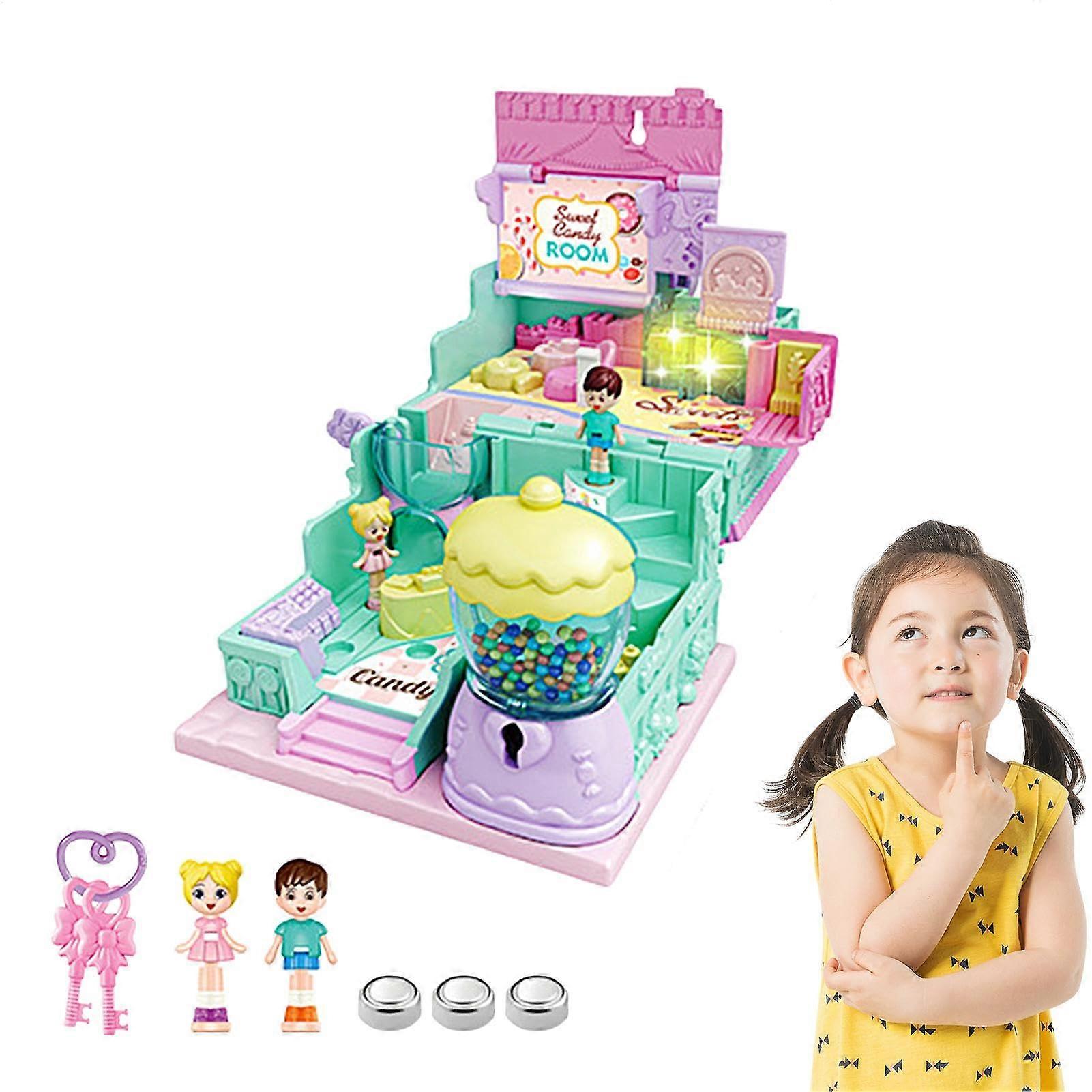Toy Castle – Story Princess Playhouse, Portable Modular Design Handcrafted Assembly House with Furniture, LED Lights
