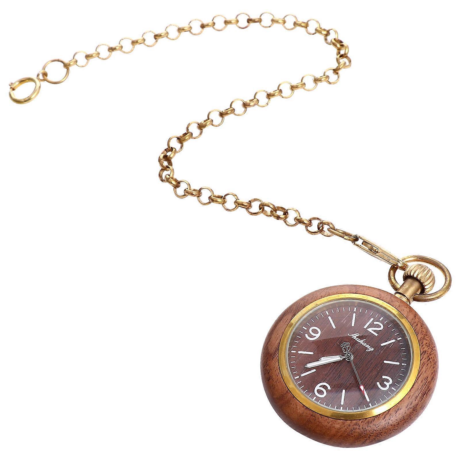 Smooth Pocket Watch Victorian Pocket Watch With Chain Chocolate 5X5CM Quartz Movement Decoration Daily Use 1Pack