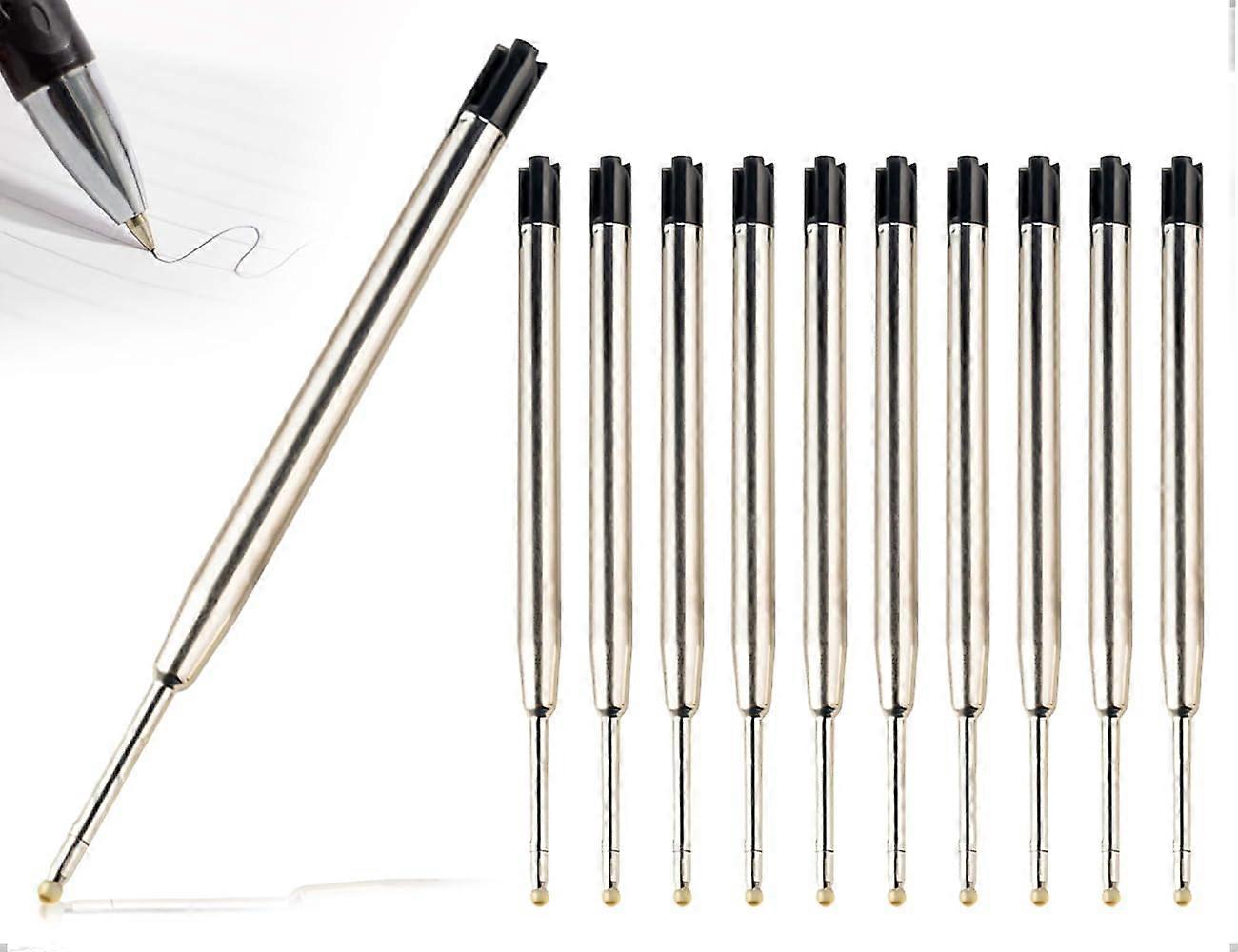 10Pack Ballpoint Pen Refills, Metal Ink Cartridges, Compatible with G2 Format (Black, 1 mm)