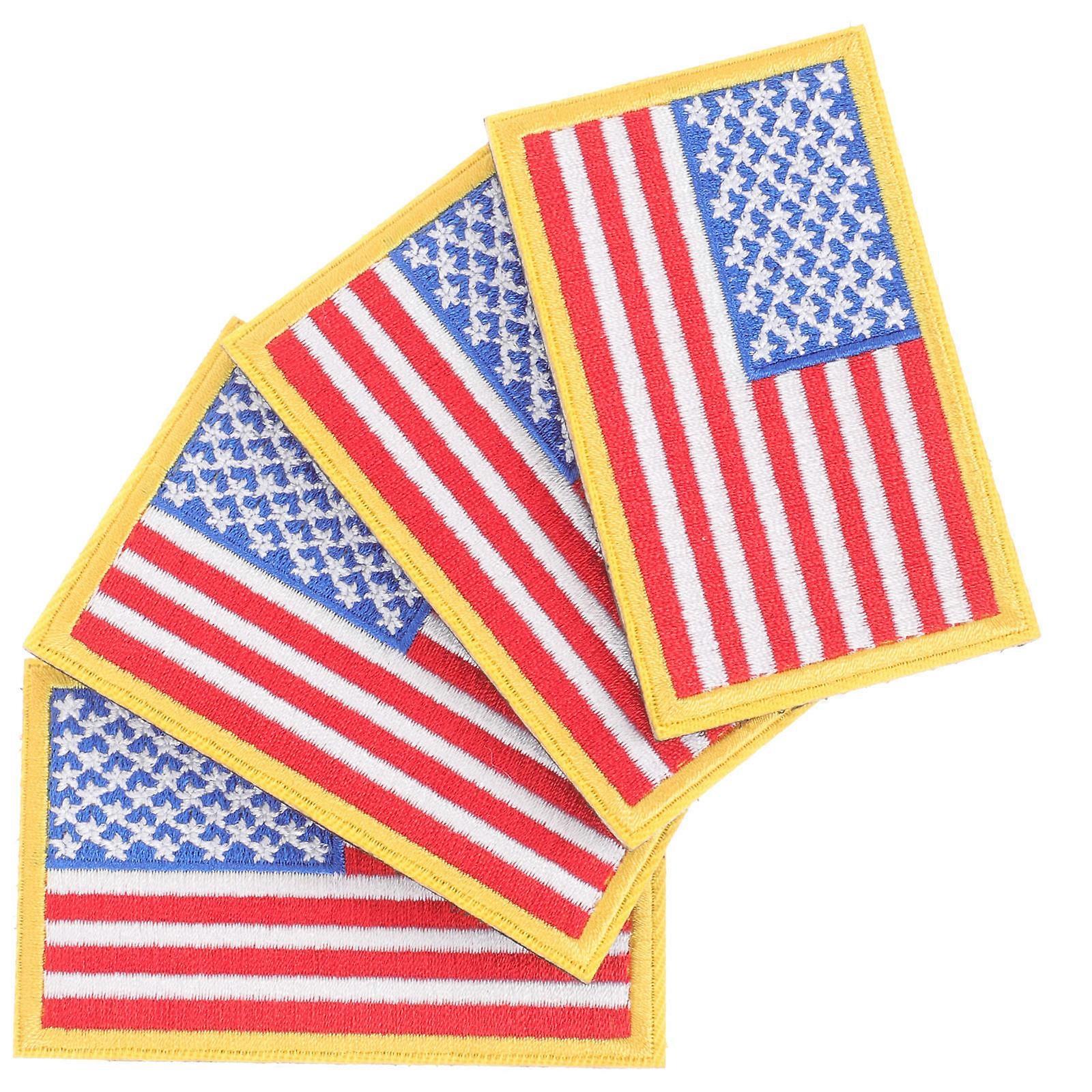 Iron On Flag Patch Sew Permanently Decorations Multi Color Rectangle 3.1×2×0.1in 4Pcs