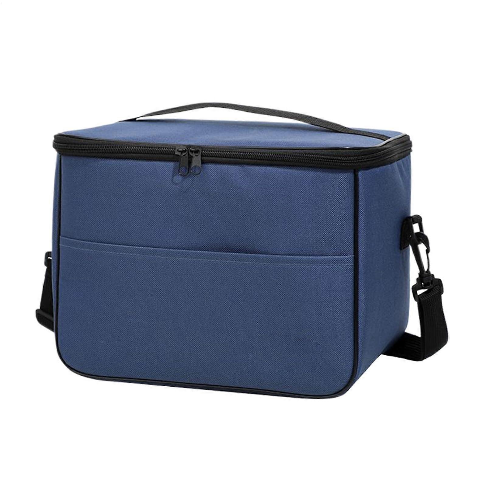 Isolated Lunch Bag - Reusable Insulated Cooler Bag With Strap Waterproof Freezer Safe For Adults Tg28 Square Hand Tool Ice Pack [Narrow Blue]