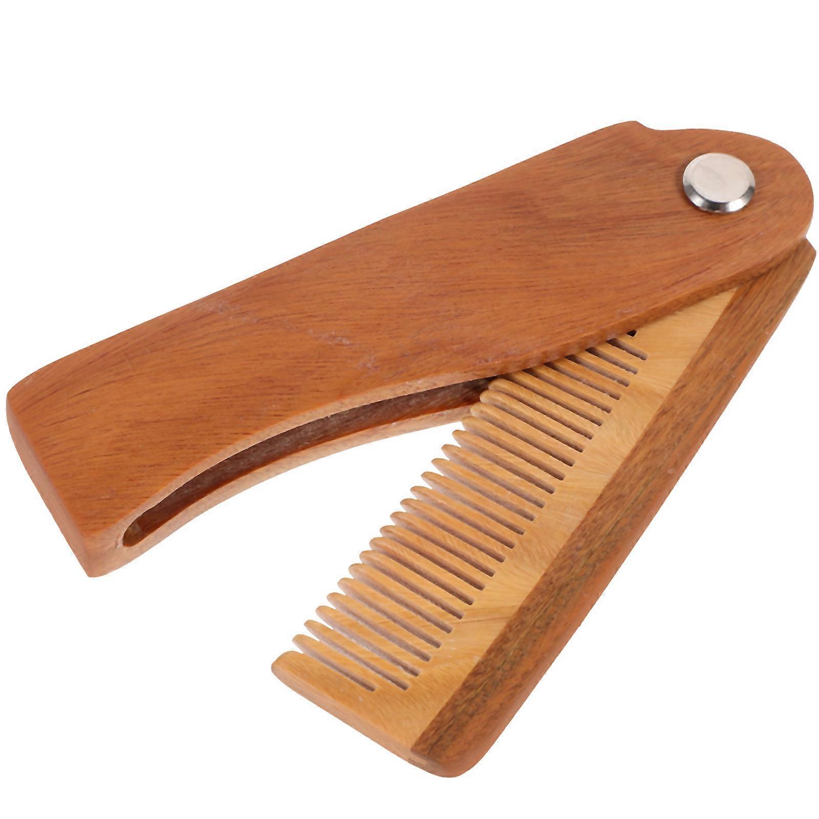 Comb For Beard Hair Styling Daily Use Men Wooden Leather Case 17 7x2 7cm Folding Mens Beard Comb 1Set