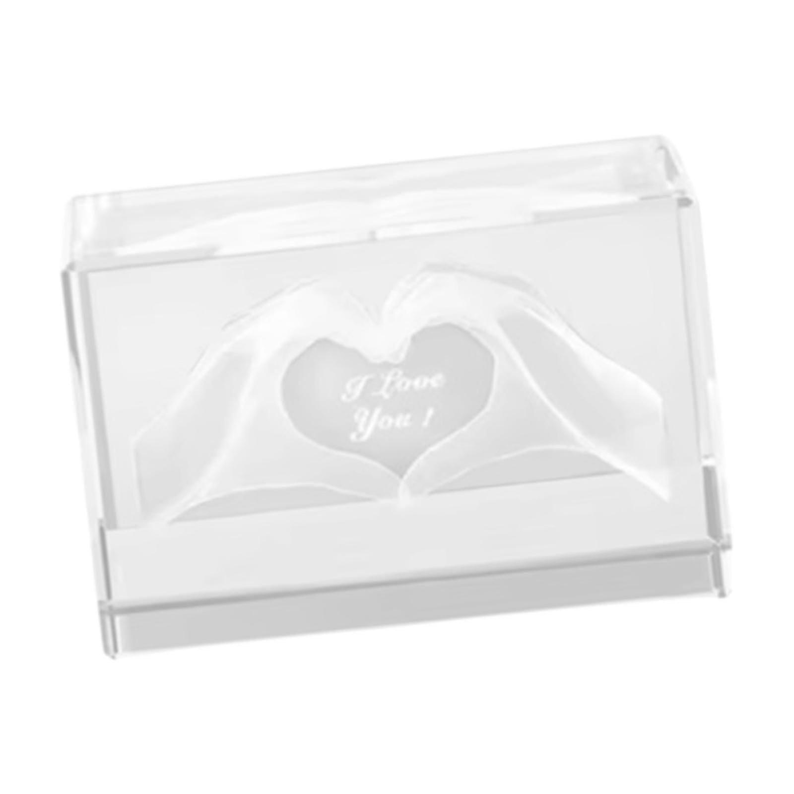 القلب اليد النحت الزجاج مكعب الحرف سطح المكتب زخرفة هدية لصديقة