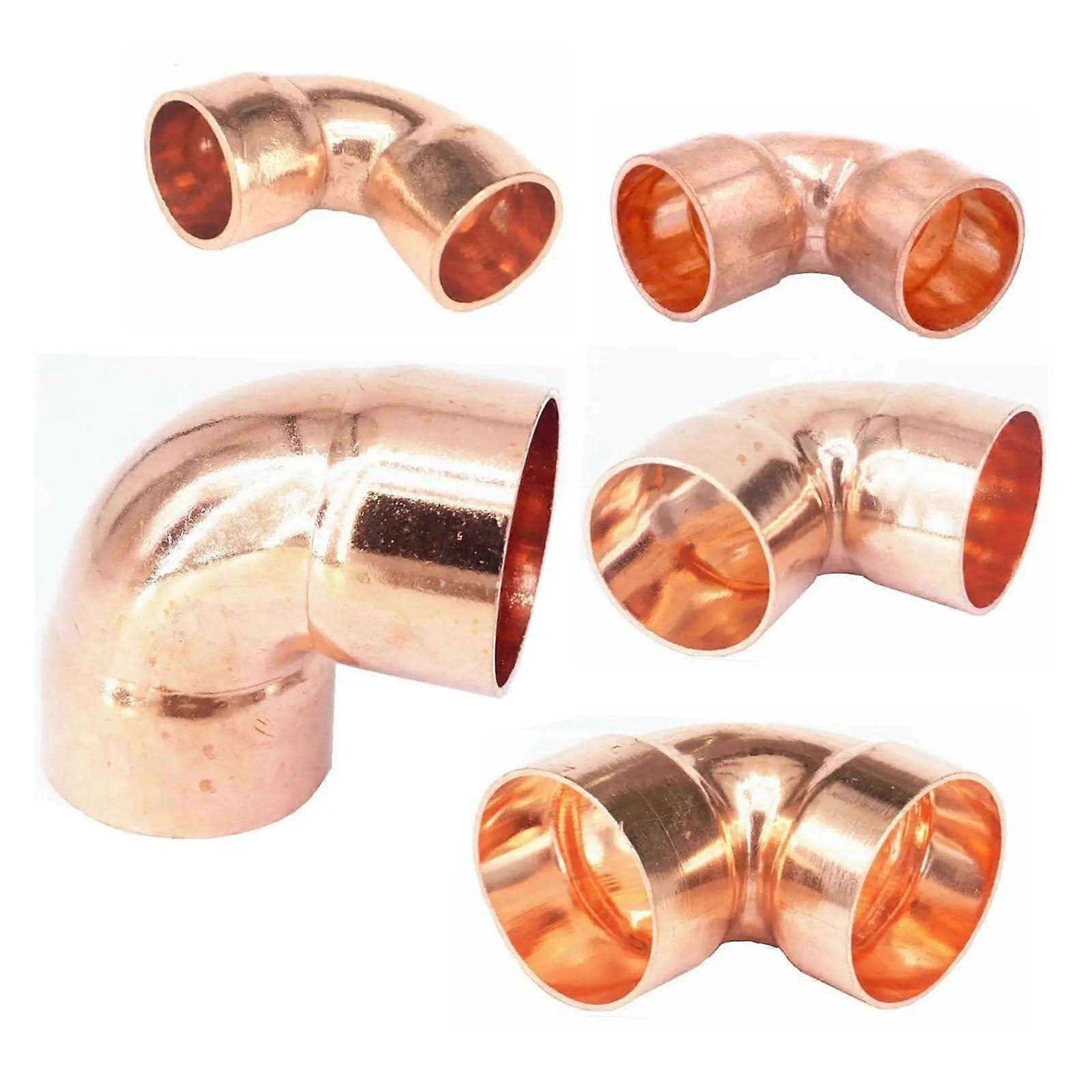 90 Degree Equal Elbow Copper End Feed Pipe Fitting 1/4" to 1" Inner Diameter for Air Conditioning Refrigeration Gas Water Oil 15 x 1 mm