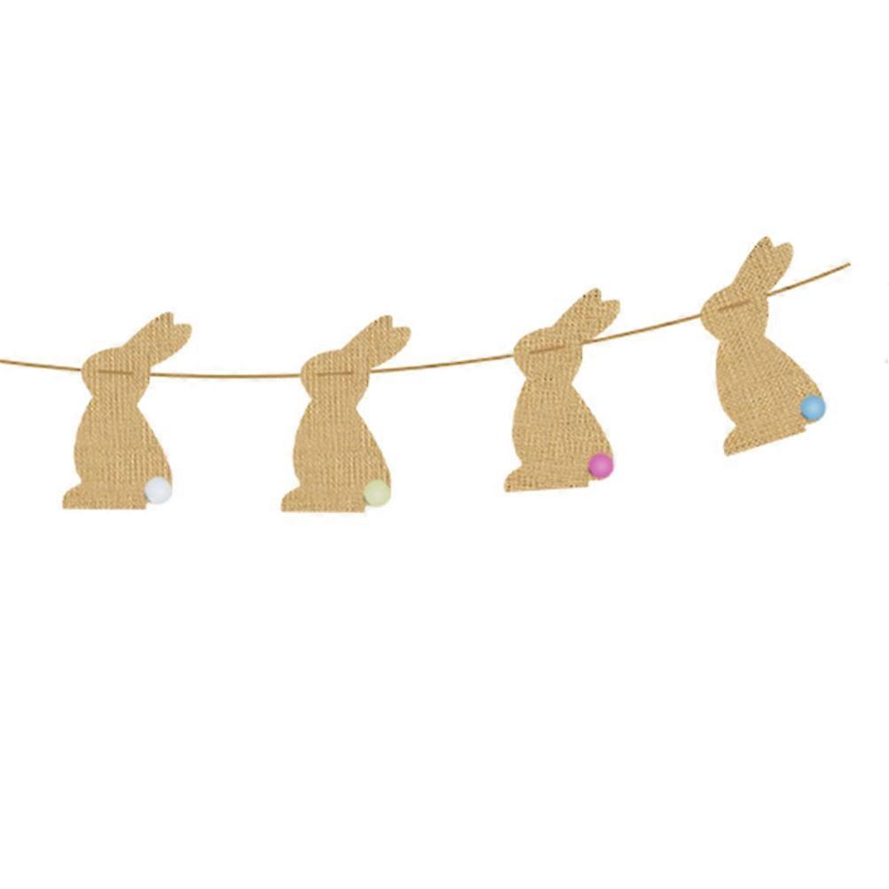 Easter Bunny Banner with Unique Design for Party Decoration in Linen Material Chocolate Color 6 Pieces