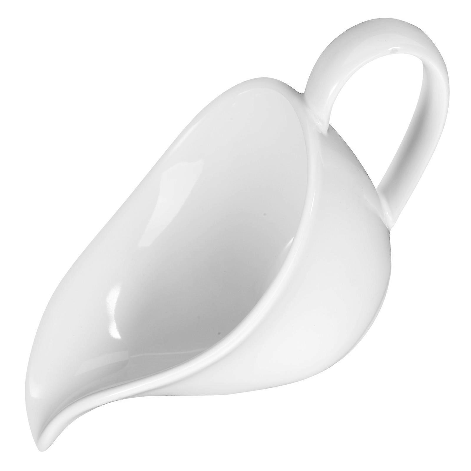 White Ceramic Gravy Boat for Home Use with Comfortable Handle and Versatile Design 3.5 inches
