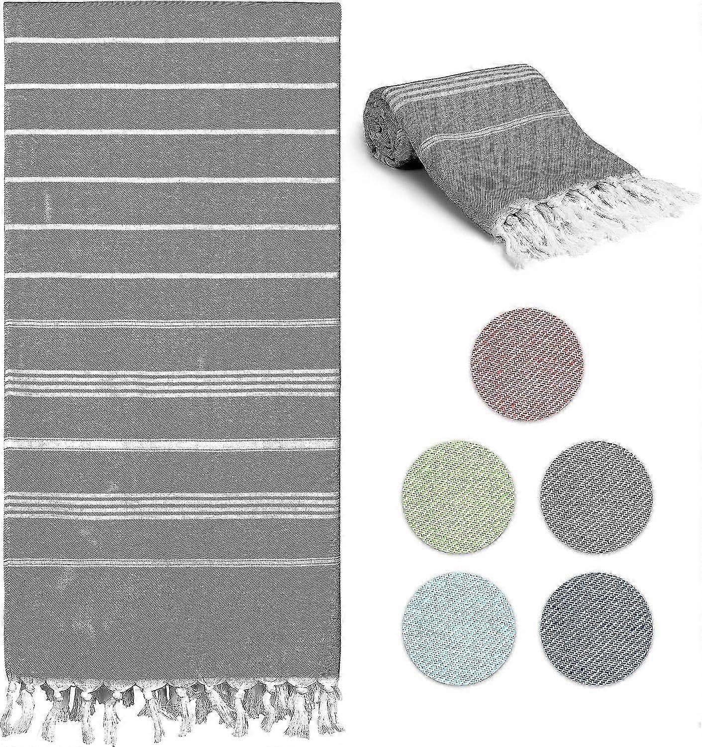 Large Grey Cotton Beach Towel, Sand Proof, Quick Dry, Multipurpose