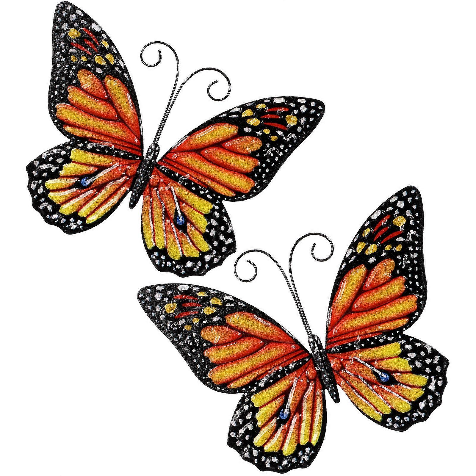 Iron Butterfly Decorations For Wall 3D Effect Elegant Carved Metal Design Home Garden Parties 2Set