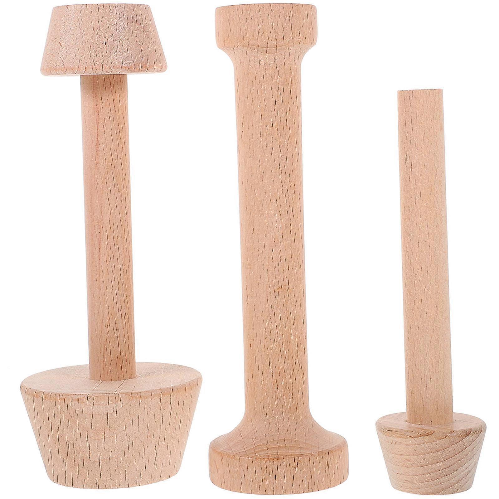 Tart Tamper Wood 3Pcs Double Side Baking Tool For Home Use Khaki Nonstick Feature