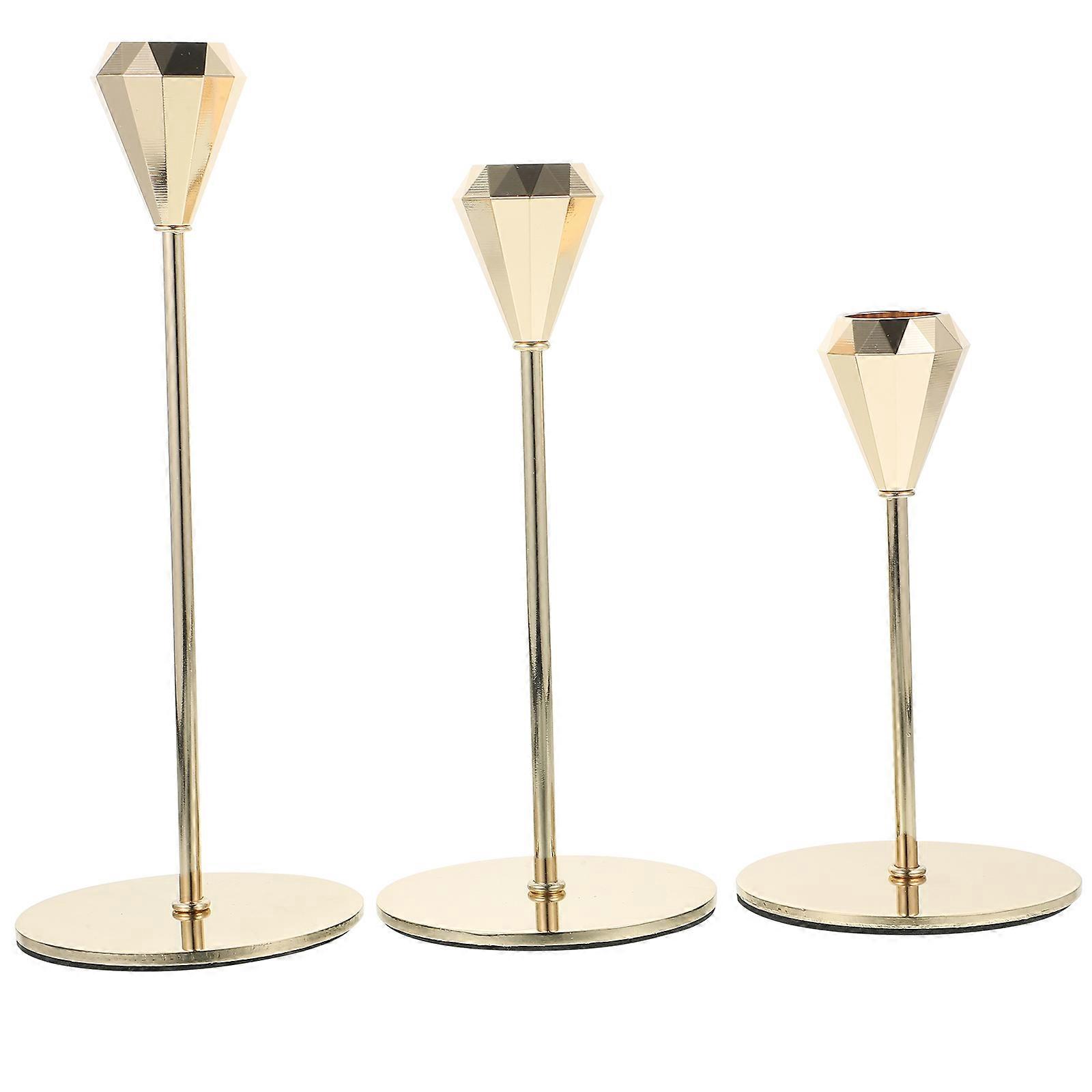 3pcs Metal Candle Holders for Taper Candles Table Centerpiece