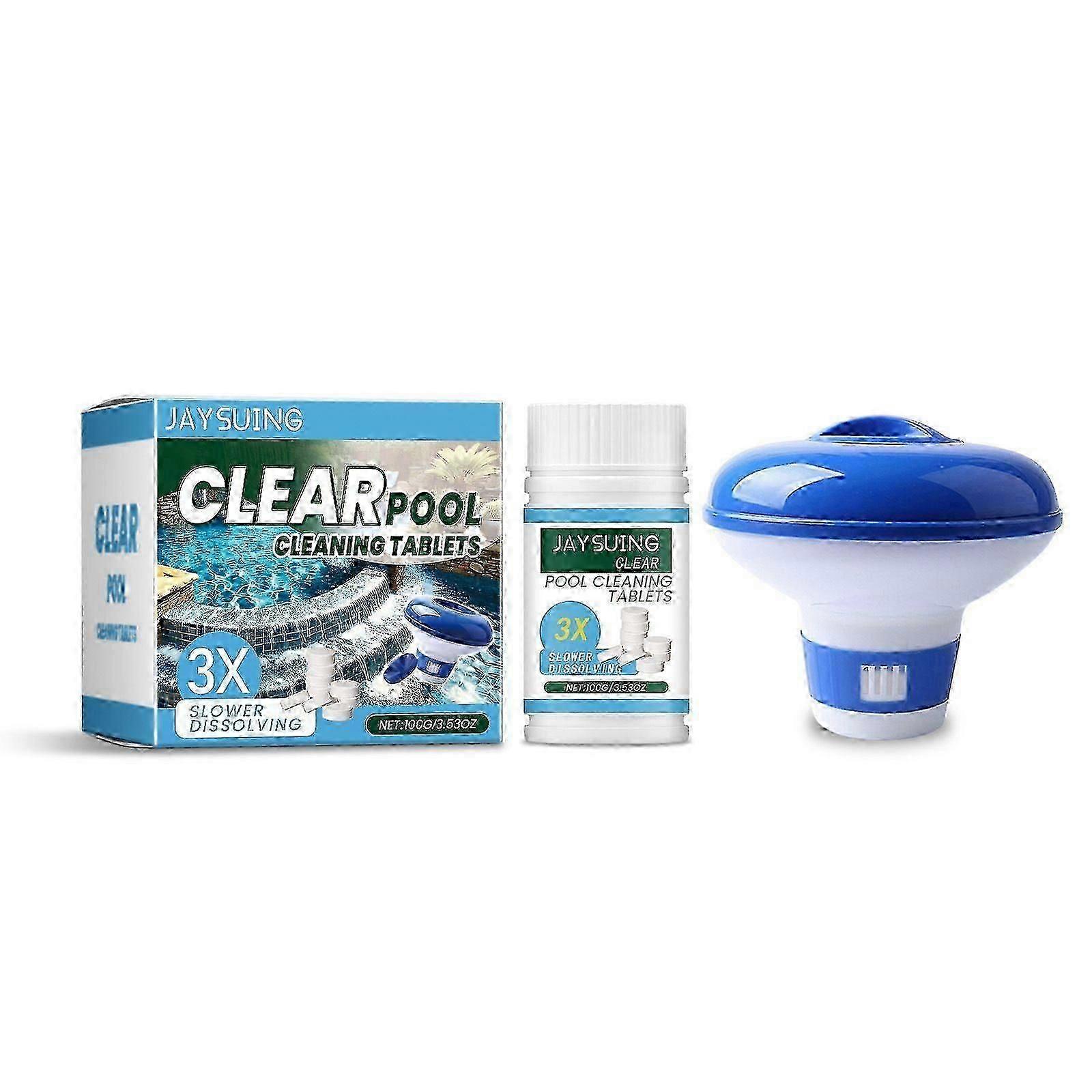 100g Chlorine Tablets for Pools - Includes Floating Dispenser for Easy Use