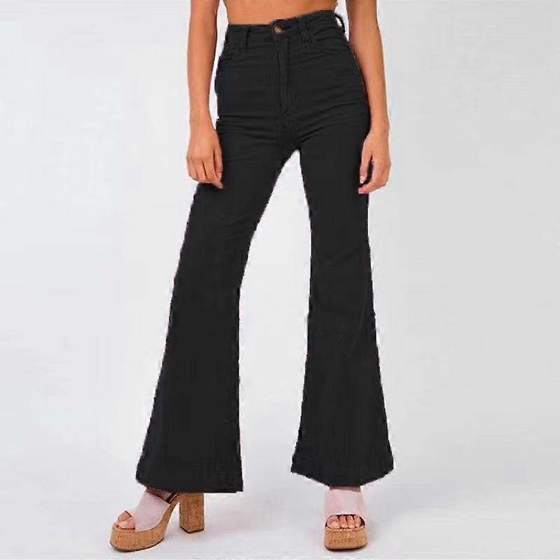Women's solid color casual corduroy slim fit micro-flare pants
