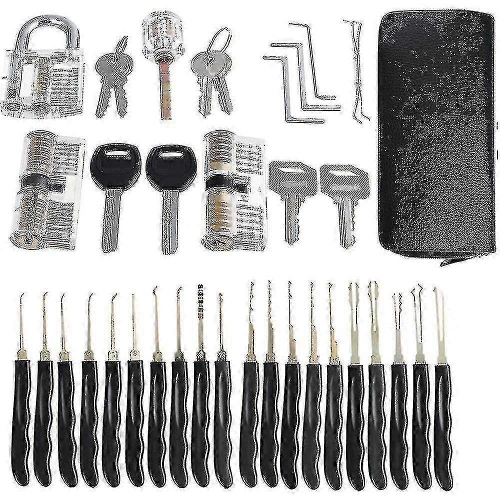 Transparent Training Lock Pick Set for Beginners, Practice Locksmith Tools with Clear Case hwy