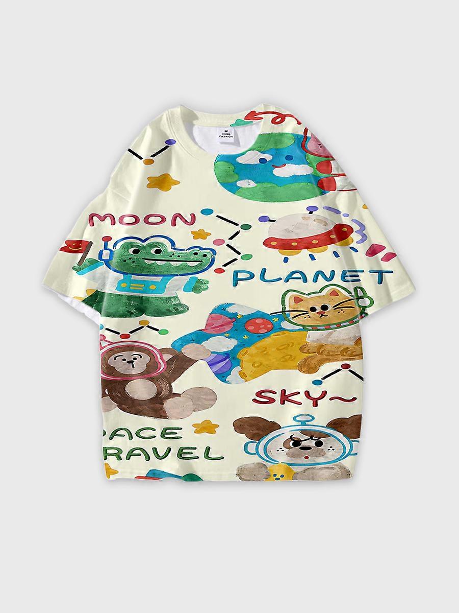 T-shirt round neck Pattern loose short sleeve P155