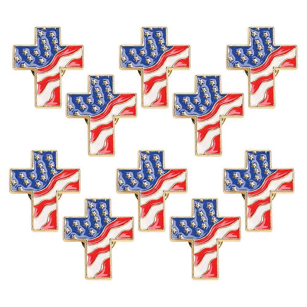 National Flag Pin Elegant Design Square Shape Durable Metal Accessory 10Pcs
