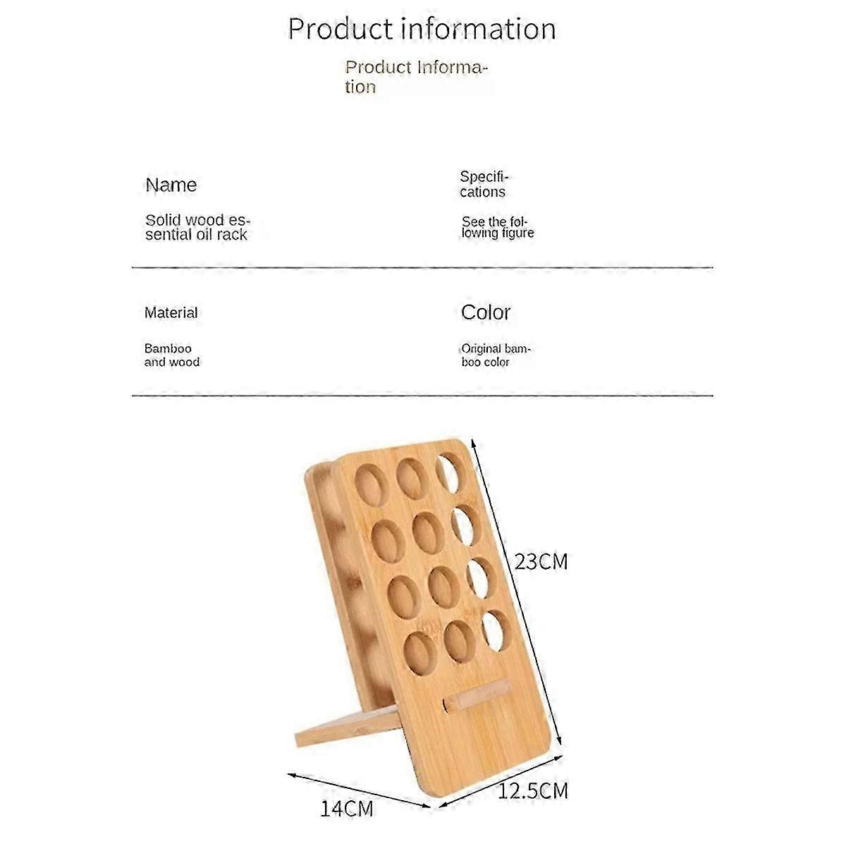 12-Hole Wooden Essential Oil Bottle Display Stand - 15ML Storage Rack for Organization & Decorative Home Display