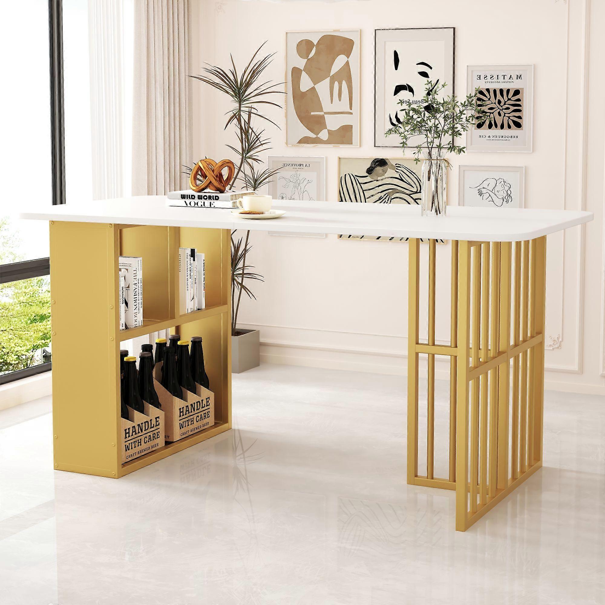 Kashemano Esstisch, minimalistischer Stil, weiße Tischplatte, Stützbeine aus Holz, L156cm × B78cm × H78cm