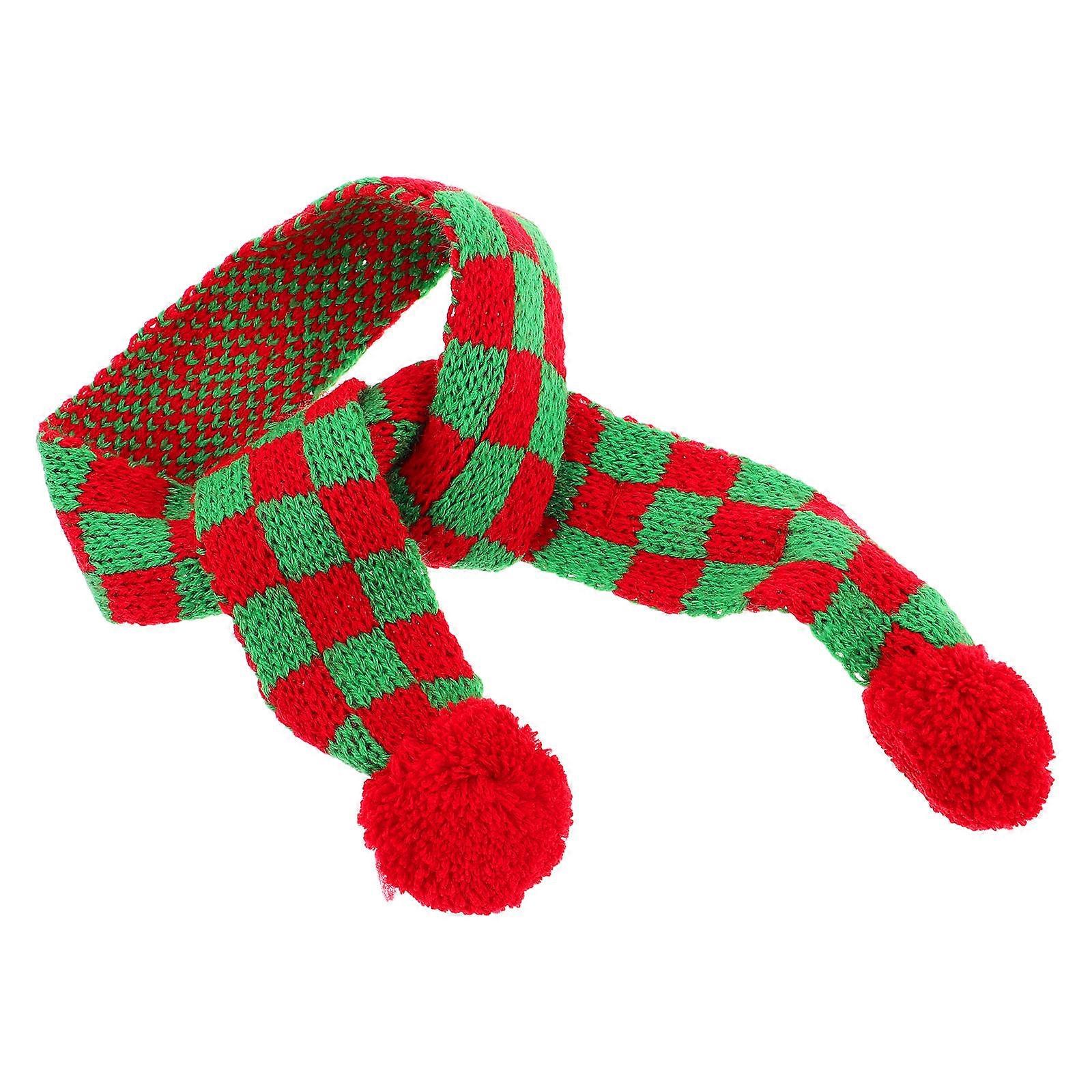 Christmas Pet Scarf Knit Dog Scarf with Pompom Ball 1 Set Christmas Outfit for Dog and Cat 55cm