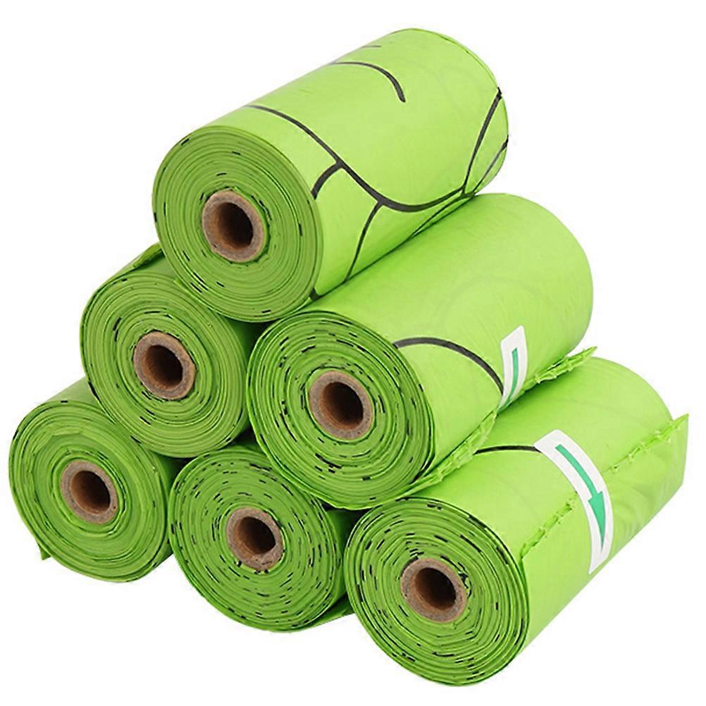 Pet Litter Bag for Dog Use Durable Starch Material Green Color Fits Multiple Scenarios 6Pcs