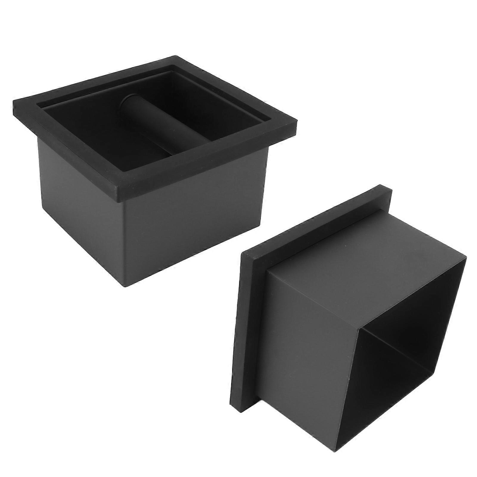 咖啡渣敲击箱方形无底黑色橡胶PTFE钢渣盒咖啡馆