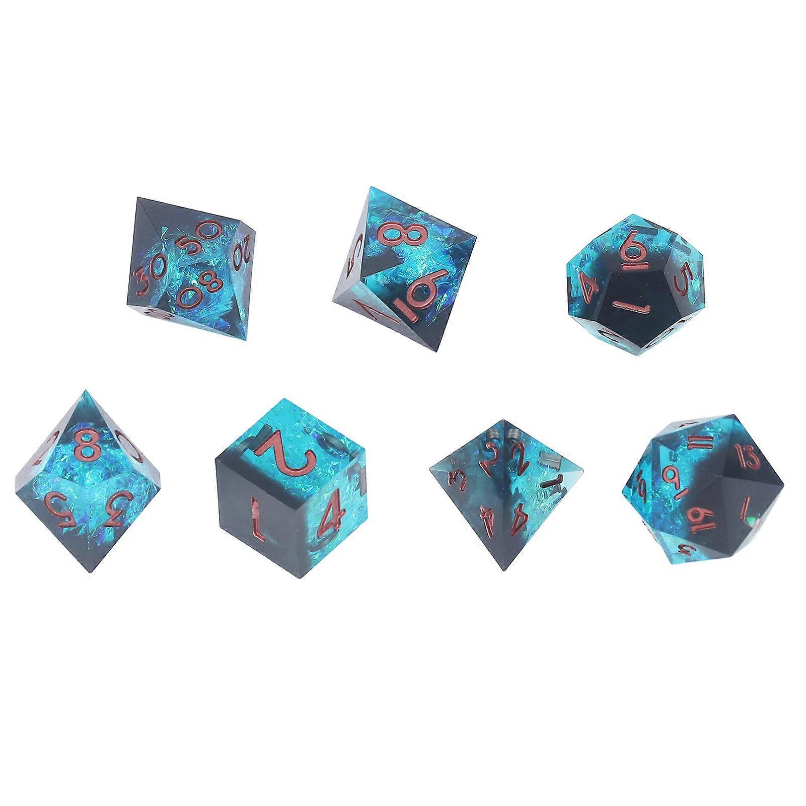 7PCS Pointed Resin Dice Set Multi Sides Polyhedral Role Playing Game Resin Dice Kit