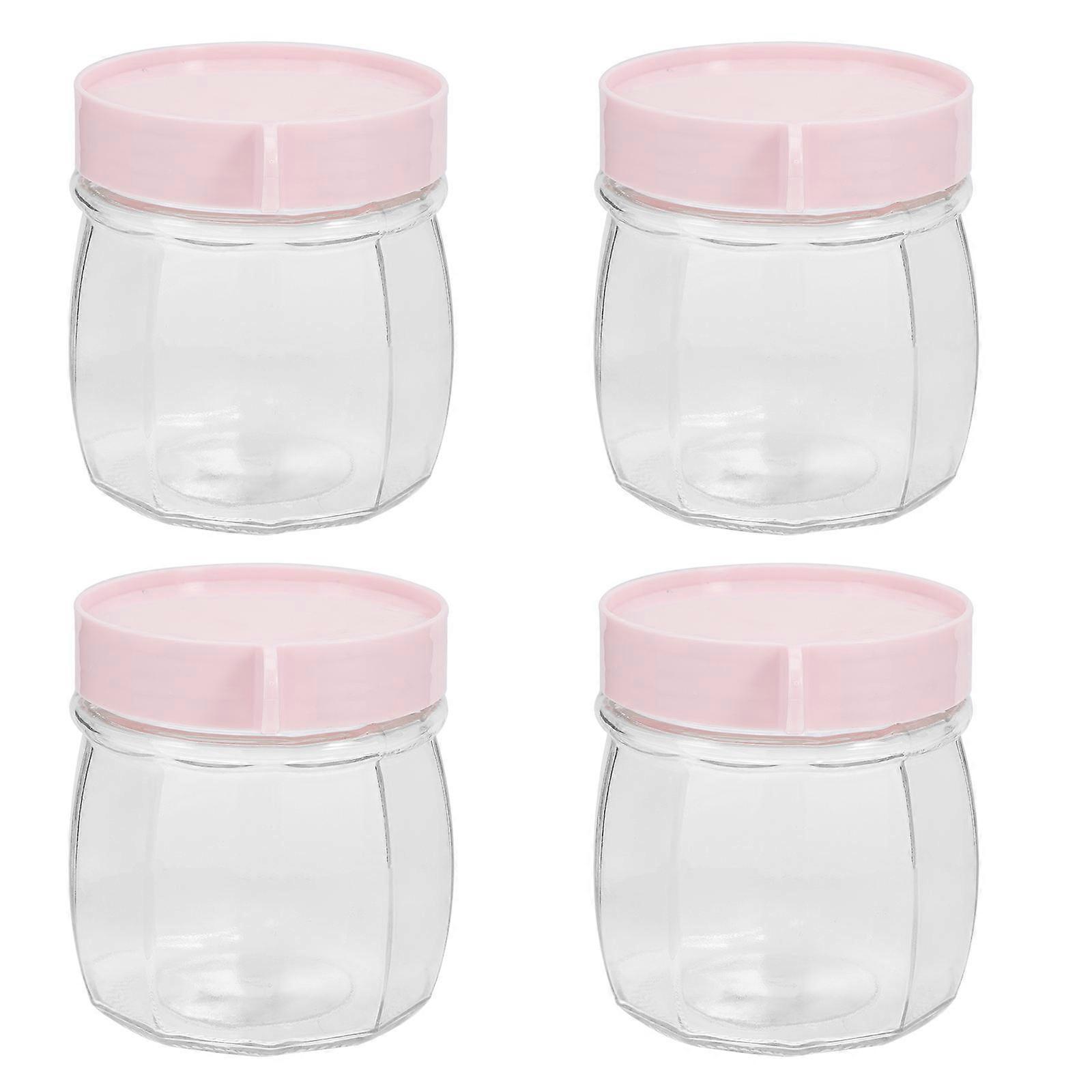 Glass Storage Jars 4Pcs Square Kitchen Containers Transparent Food Storage Multipurpose