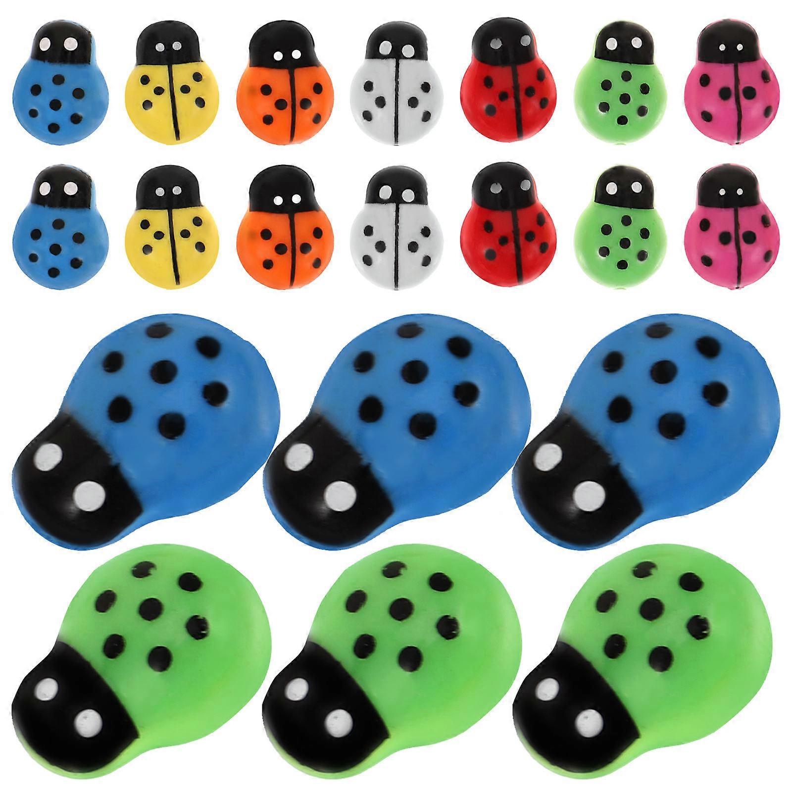 Ladybug Objects Mini Ladybug Figures Desktop Display Assorted Color 1.5X1.1CM Garden Decor 80Pcs