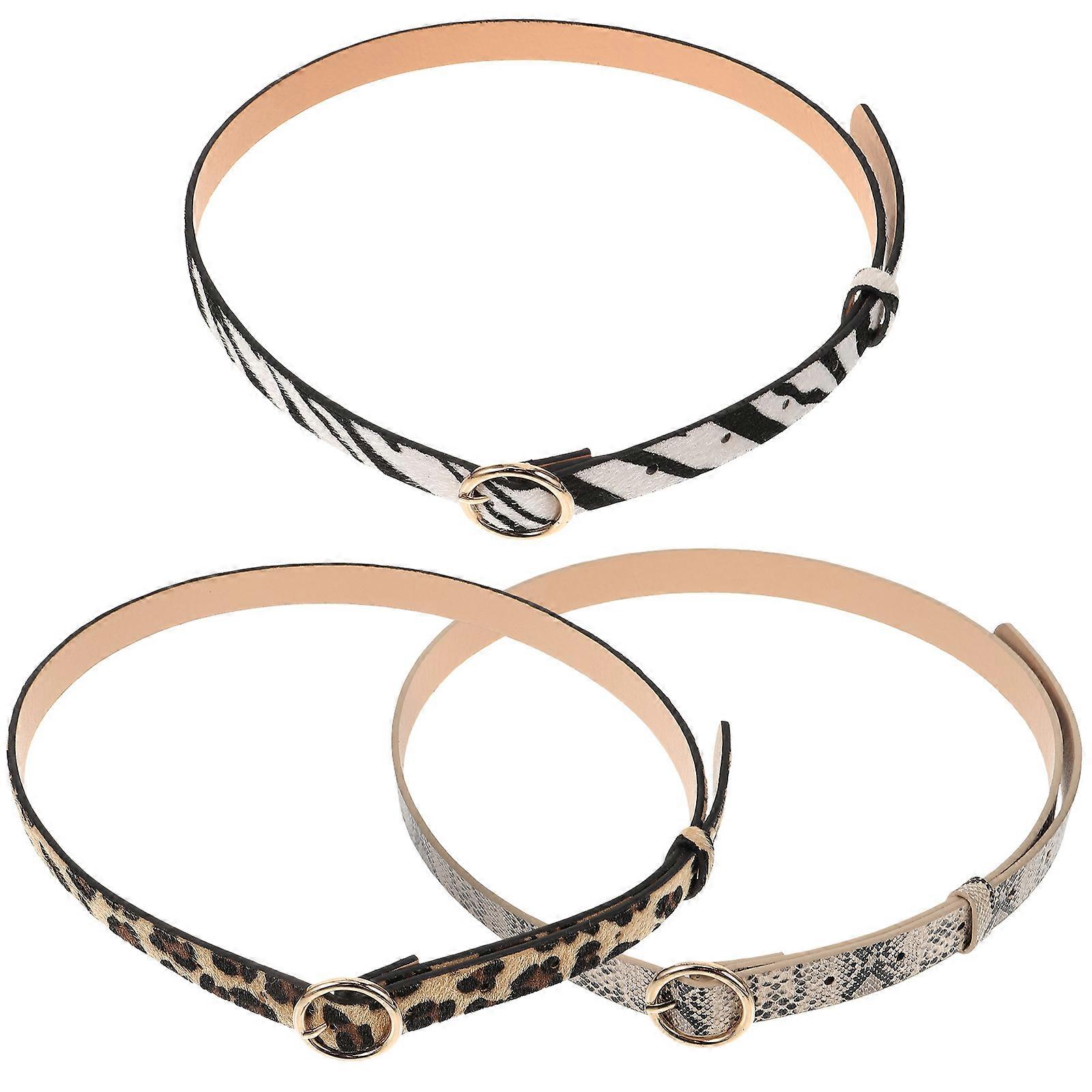 Women'S Casual 3Pcs Long And Thin Waist Strap Assorted Color Imitation Belt For Dating Occasions