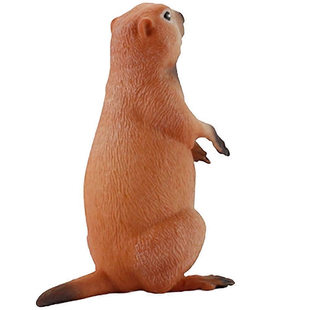 Squatting Groundhog Shape Ornament For Bookcase And Desk In Brown Plastic 1Set