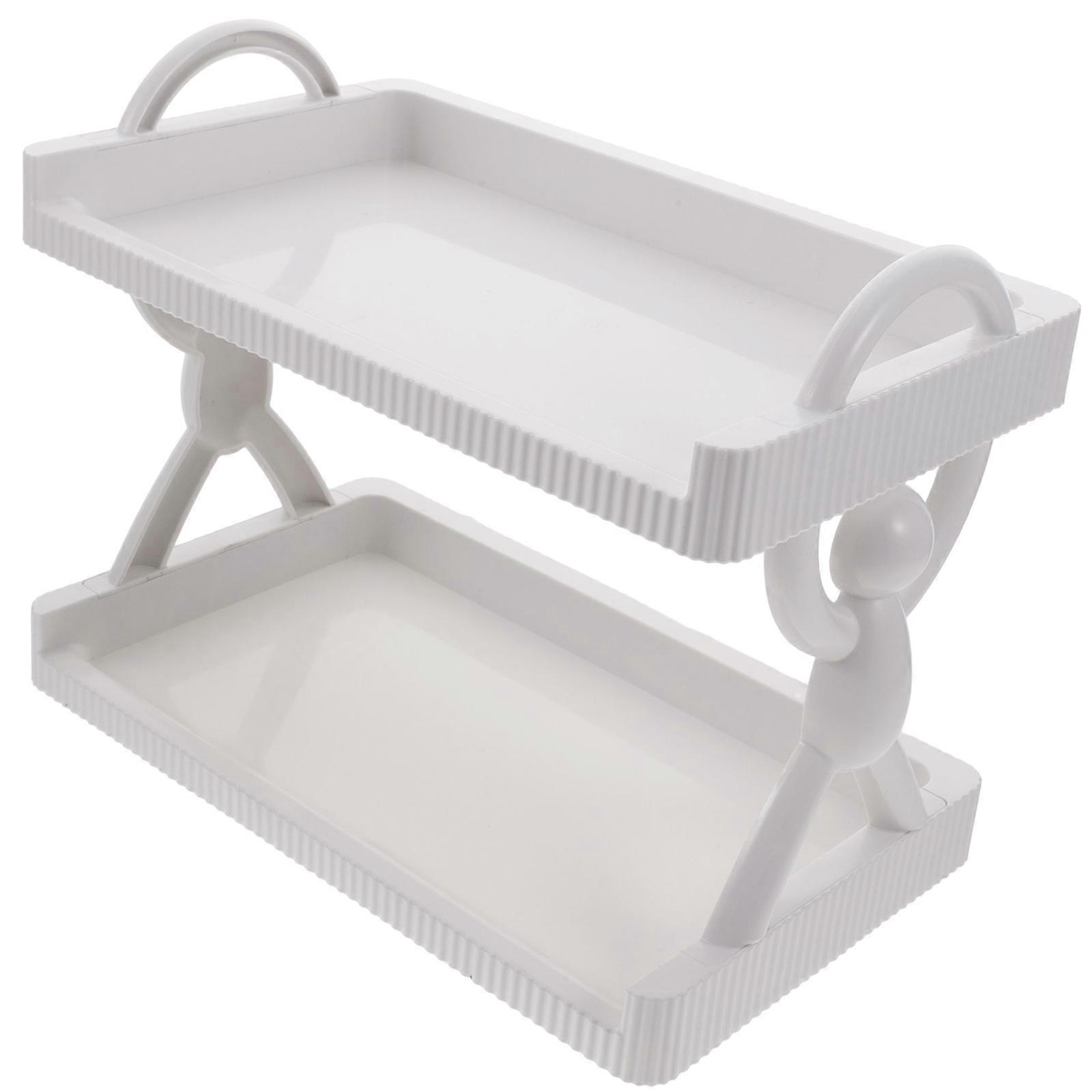 White Dual Use Storage Rack for Home Made of PP Material Multi Layer Desktop Organizer