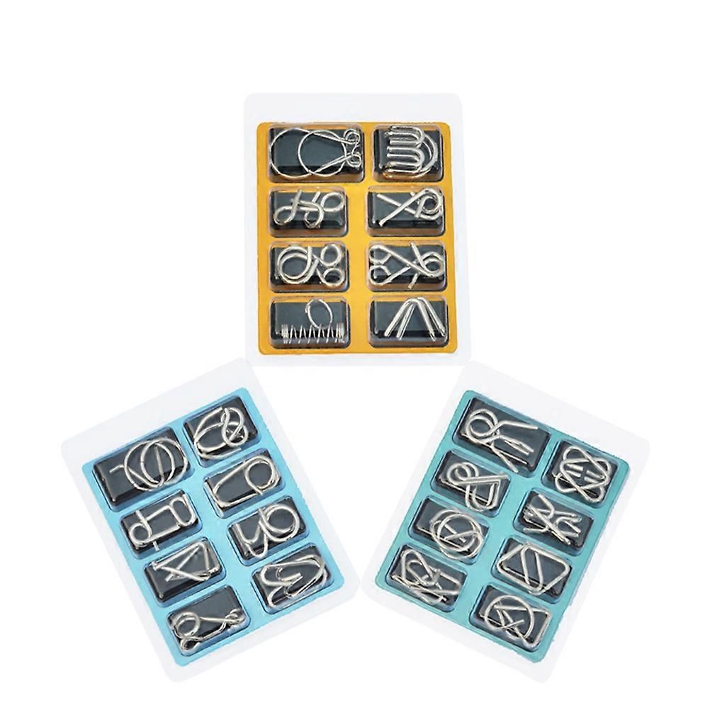 Brain Puzzle Set Metal IQ Game Toy Stainless Steel Ring Puzzles for Kids Adults Assorted Color Playing