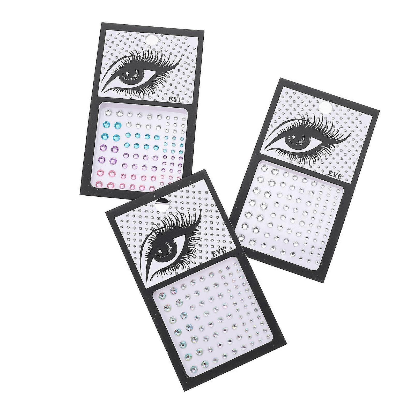Decorative Eye Gems Jewels For Cosplayers 3 Sets Reusable Face Stickers Multiple Colors For Events